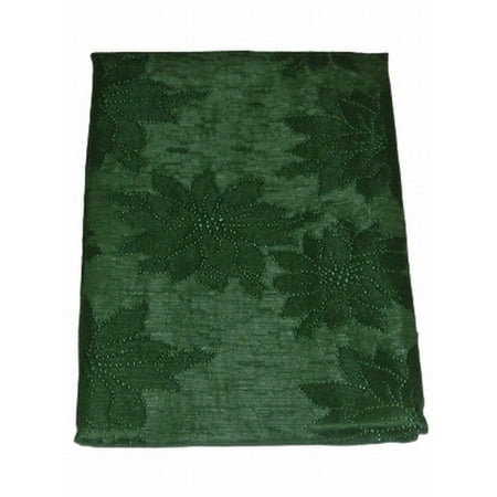 60x84 Fabric Tablecloth - Seasons Elegant Dark Green Poinsettia Damask Tablecloth Fabric Table Cloth 60x84