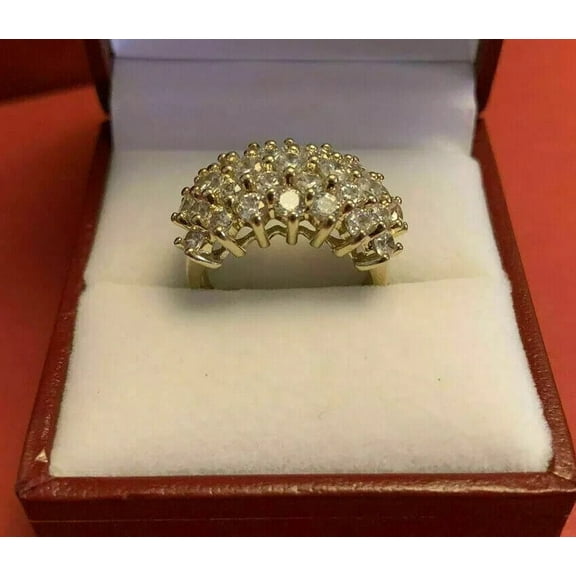 2Ct Round Cut Lab Created Diamond Women's Eternity Wedding Band 14K Yellow Gold Plated Silver "