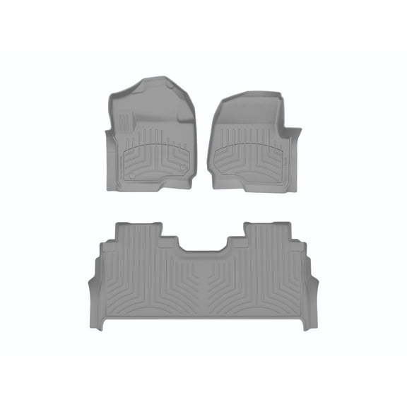 WeatherTech FloorLiner HP Custom Fit Floor Mats compatible with 2023-2024 Ford Super Duty - 1st & 2nd Row, Grey