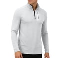 thumbnail image 2 of Men's Long Sleeve Athletic Shirts 1/4 Pullover Zip Quick Dry Sun Protection Rash Guard UPF 50+ Outdoor Running T-Shirts with Zipper Pocket Big and Tall Size 4XL Gray, 2 of 9