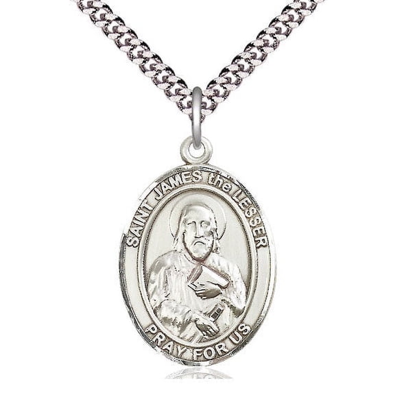 Extel Large Oval Pewter St. James the Lesser Pendant with 24" chain, Made in USA