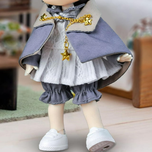 Ropa para muñecas, disfraz para niños, juguete encantador para muñeca, conjunto de camiseta y pantalones a escala 1/12, accesorio para muñeca bebé, ve gris