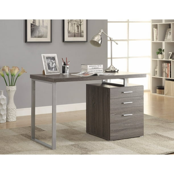 Office Desk with File Drawer, Gray