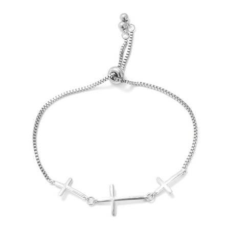 Cross Bolo Bracelet 925 Sterling Silver Jewelry for Women Adjustable