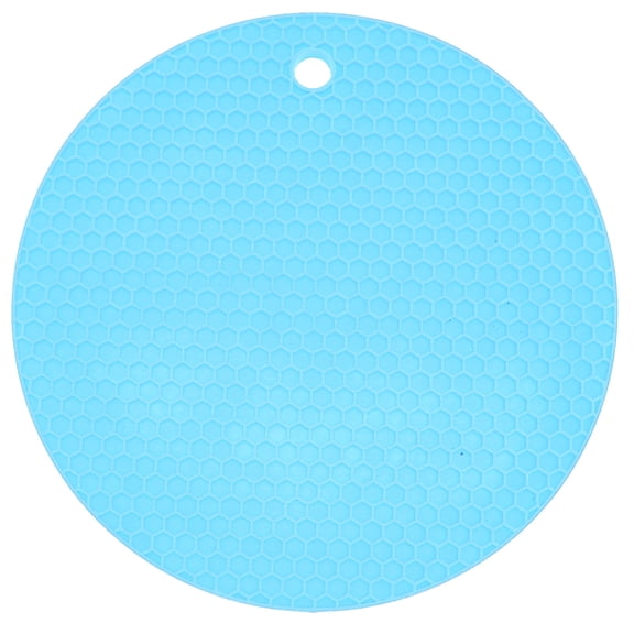 Round Blue Silicone Placemat - Thickened Heat Resistant Mat for Microwave & Counter