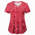thumbnail image 5 of HCNTES Printed Scrub Tops Women Short Sleeve V Neck Plus Size Scrubs for Womens Nursing Uniforms Shirts with Pockets(Watermelon Red,L), 5 of 6