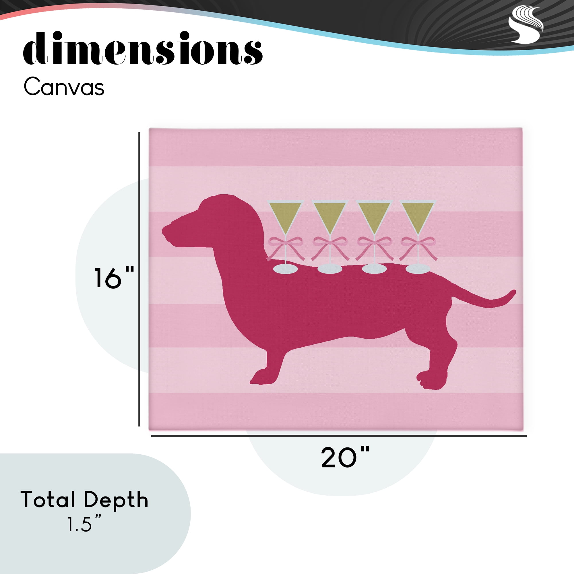 Stupell Industries Pink Dachshund With Martinis Canvas Wall Art, design by Lil' Rue