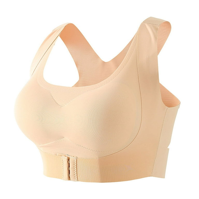 DORKASM Front Closure Bras for Women Clearance 44d Sports High Support  Seamless 2 Pack Comfortable Plus Size Low Back Bra Beige 2XL
