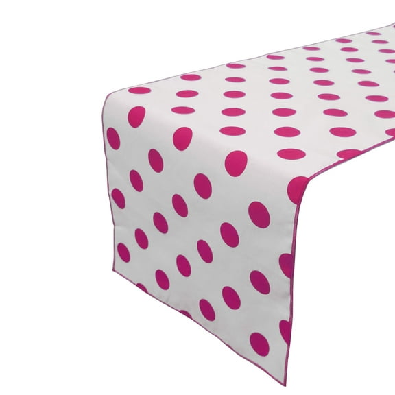 Cotton Print Table Runner Polka Dots Fuchsia on White