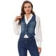 thumbnail image 1 of Allegra K Chaleco de mezclilla para mujer con cuello en V y botones sin mangas, informal, chaqueta vaquera Azul oscuro L, 1 of 5