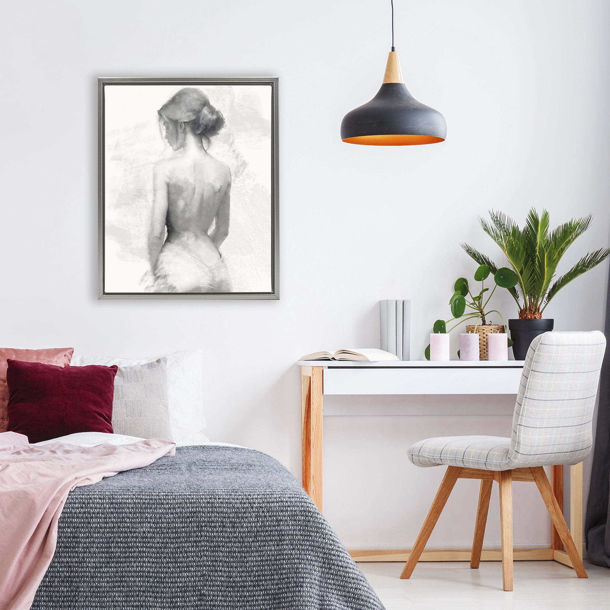 Stupell Industries Mine Elegant Figure Gray Framed Floater Canvas Wall Art, design by Kim Allen