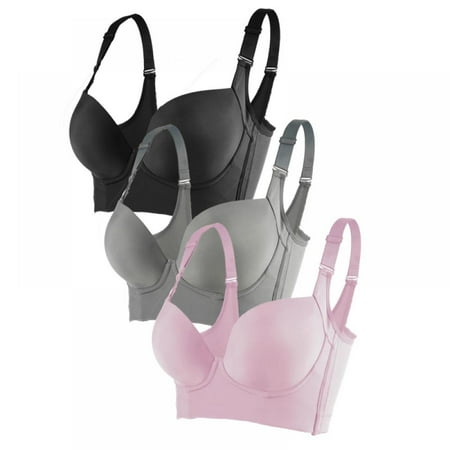 

Spdoo Plus Size Full Figure Bras for Women 3-Pack Black/Gray/Pink 38