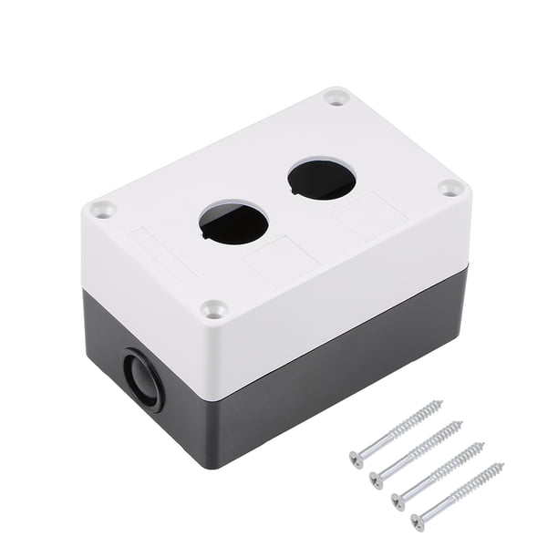 Caja de control de interruptor de botón pulsador 22mm 2 agujeros para botones blanca y negra 1pcs