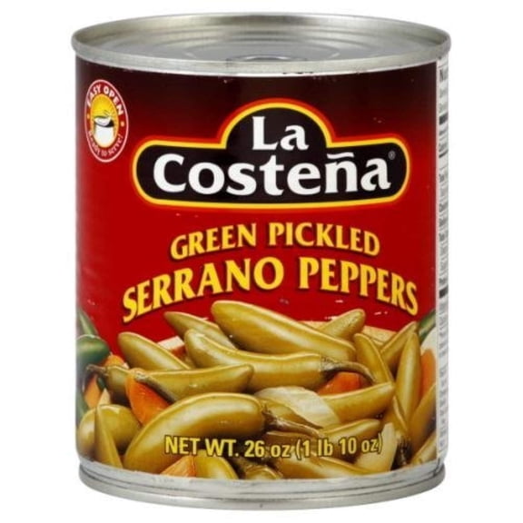 La Costena - Green Pickled Pepper Serrano - 26 Oz, Case of 12