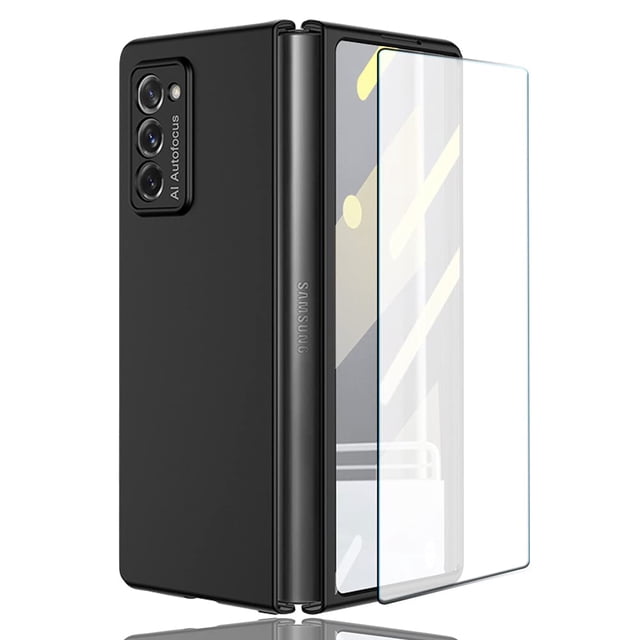 Topsem Funda Para Samsung Galaxy Z Fold 2 5G Con Película De Vidrio Templado Ultra Delgada Película Combinada Antigolpes Duro Mate Antigolpes Carcasa Protectora (Negro)