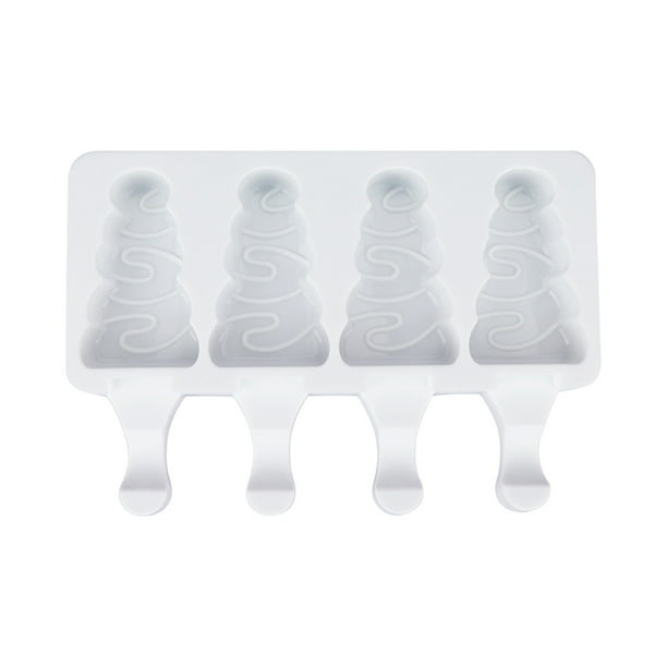 Xihbxyly Juego de Moldes para Paletas Diy, Moldes de Silicona de 4 Cavidades, 20 Palitos de Madera Incluidos, Diseño Flexible Antiadherente, para Hacer Helado, Chocolate y Gelatina, Diversión de Vera