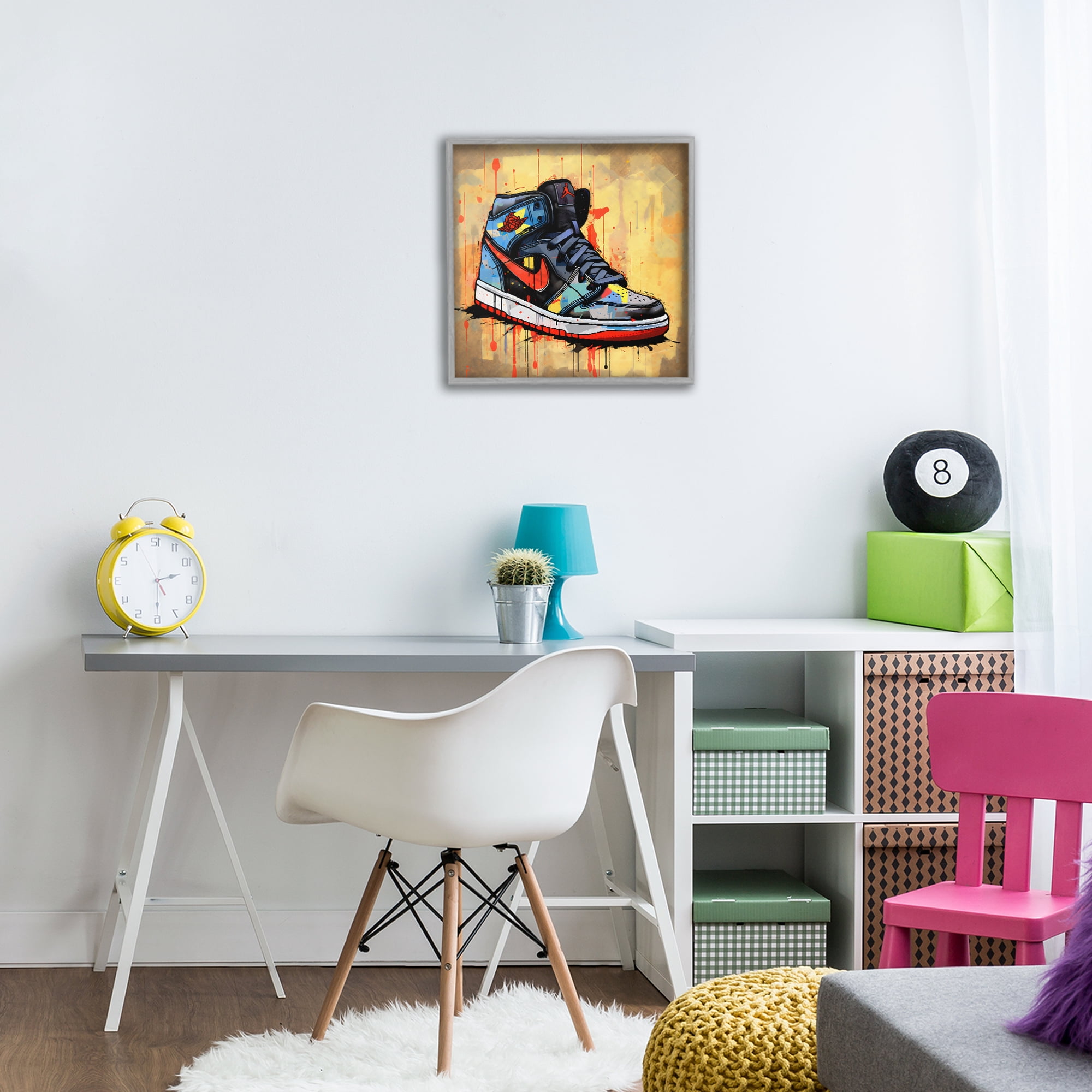 Stupell Industries Sporty Sneaker Drips Gray Framed Giclee Art, design by Creative Studio