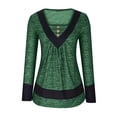 thumbnail image 1 of EQWLJWE Blouses à Manches Longues pour Femmes Mode Décontractée Boutons Contrastés Col en V, 1 of 5