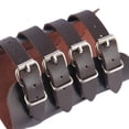 thumbnail image 6 of EHJRE Mens PU Leather Wide Cuff Wrap Gauntlet Wristband Fastening Arm Cuff Adjustable Brown B, 6 of 7