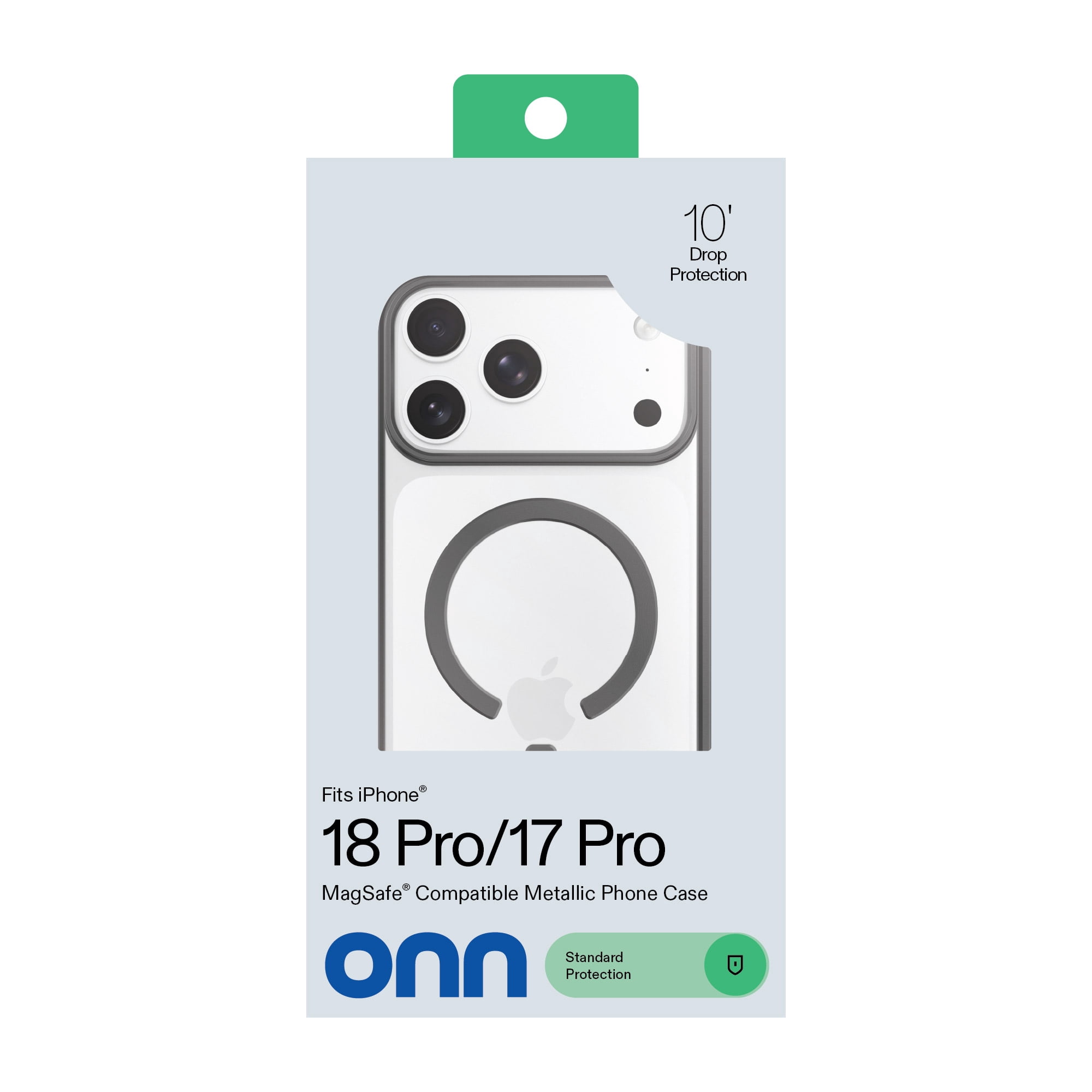 onn Phone Case for iPhone 18 Pro / 17 Pro, MagSafe Compatible - Clear/Metallic Gray