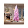 thumbnail image 1 of 4.5ft snow flocked slim artificial pencil christmas tree con sturdy metal stand - perfect para home, oficina, apartment party decor, 1 of 9