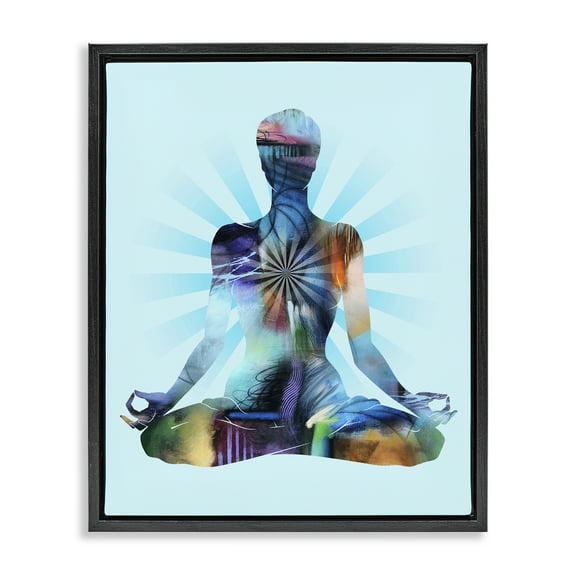 Stupell Industries Zen Meditation Pose Sports Painting Black Floater Framed Canvas Art Print Wall Art, 17 x 21