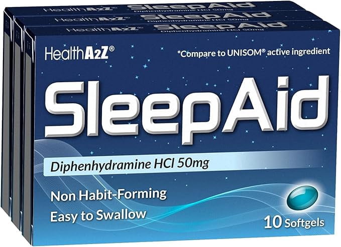 HealthA2Z® Sleep Aid | Diphenhydramine HCl 50mg | Nighttime Sleep Softgels | 10 Counts (Pack of 24) | 240 Softgels Total | Value Pack
