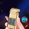 thumbnail image 3 of TOPRenddon Windproof Lighter, Vintage Lighter with Watch, Jet Torch/Soft Flame Switchable Lighter, Cool Lighter with Adjustable Flame Dial, Butane Refillable for Men/Husband (Fuel Not Included), 3 of 3