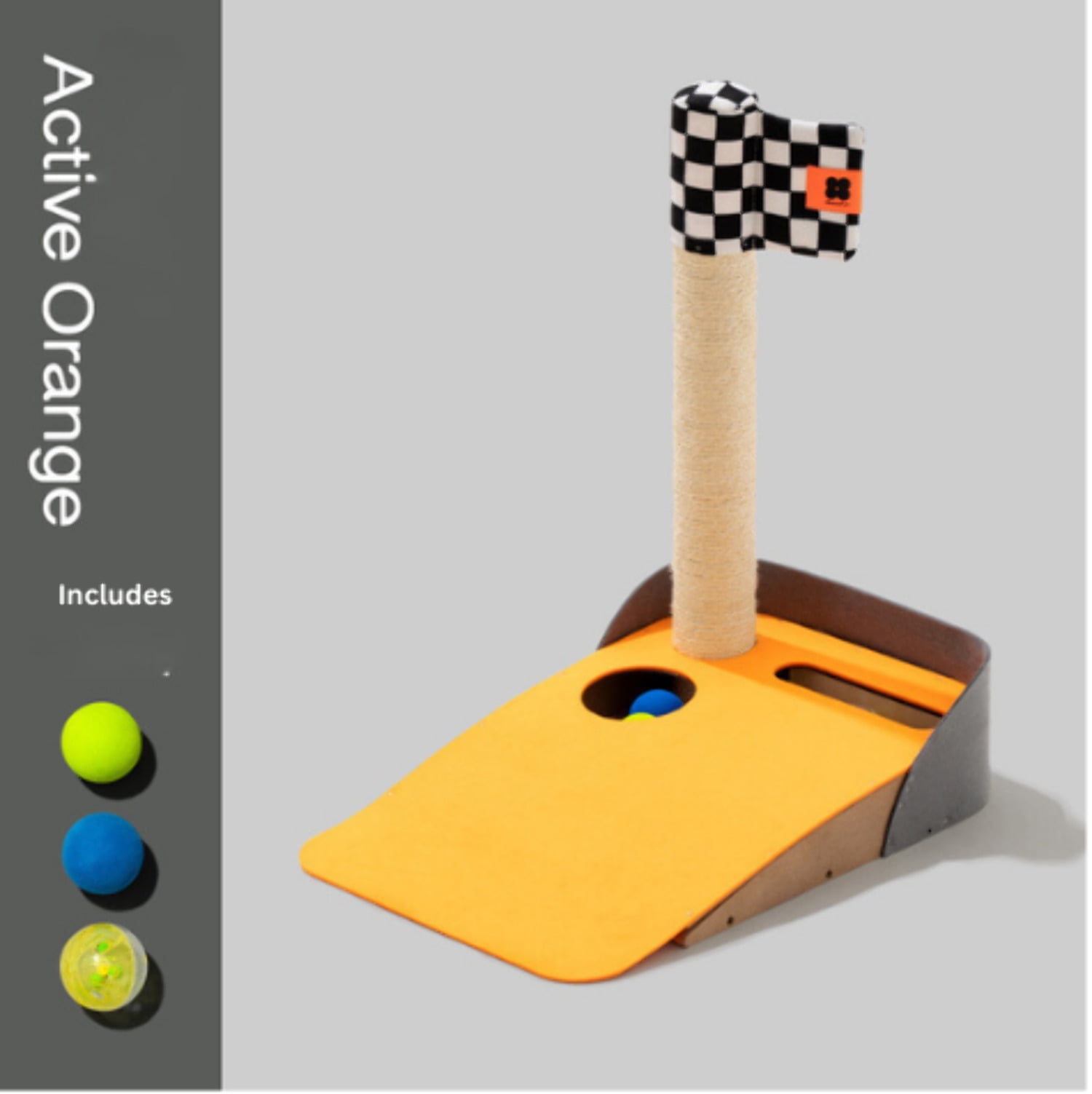 Elassy Golf Themed Putting Green Cat Tree with Scratching Post, 18 Degree Slope, 3 Colorful Balls  Hole in ONE Game, Fun Golf Gifts