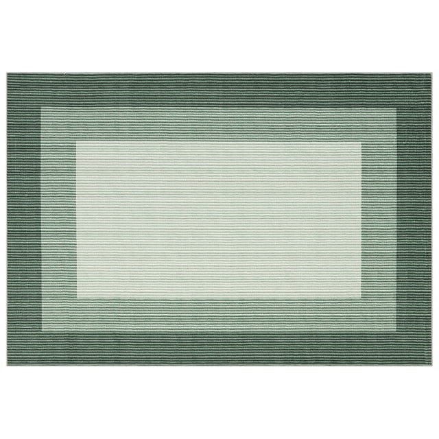 Area Rug – 8x10 Washable Modern Abstract – Non-Slip, Non-Shedding – Low-Pile Minimalist Bordered – Foldable Soft – Living Room, Bedroom & Dining Room – Indoor, Green