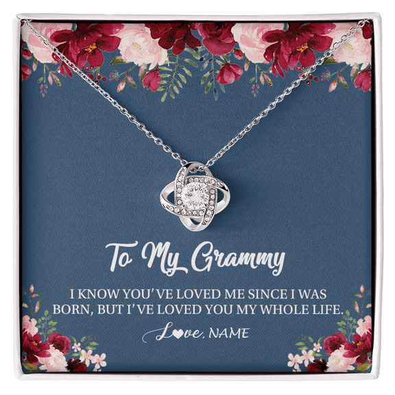 To My Grammy Necklace Loved You My Whole Life, White Love Knot Necklace