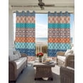 thumbnail image 4 of Teal Orange Striped Blackout Curtains 84 Inches Long for Bedroom, Boho Modern Geometric Abstract Art Thermal Insulated Room Darkening Black Out Window Curtain Panels Grommet Drapes for Living Room, 4 of 8