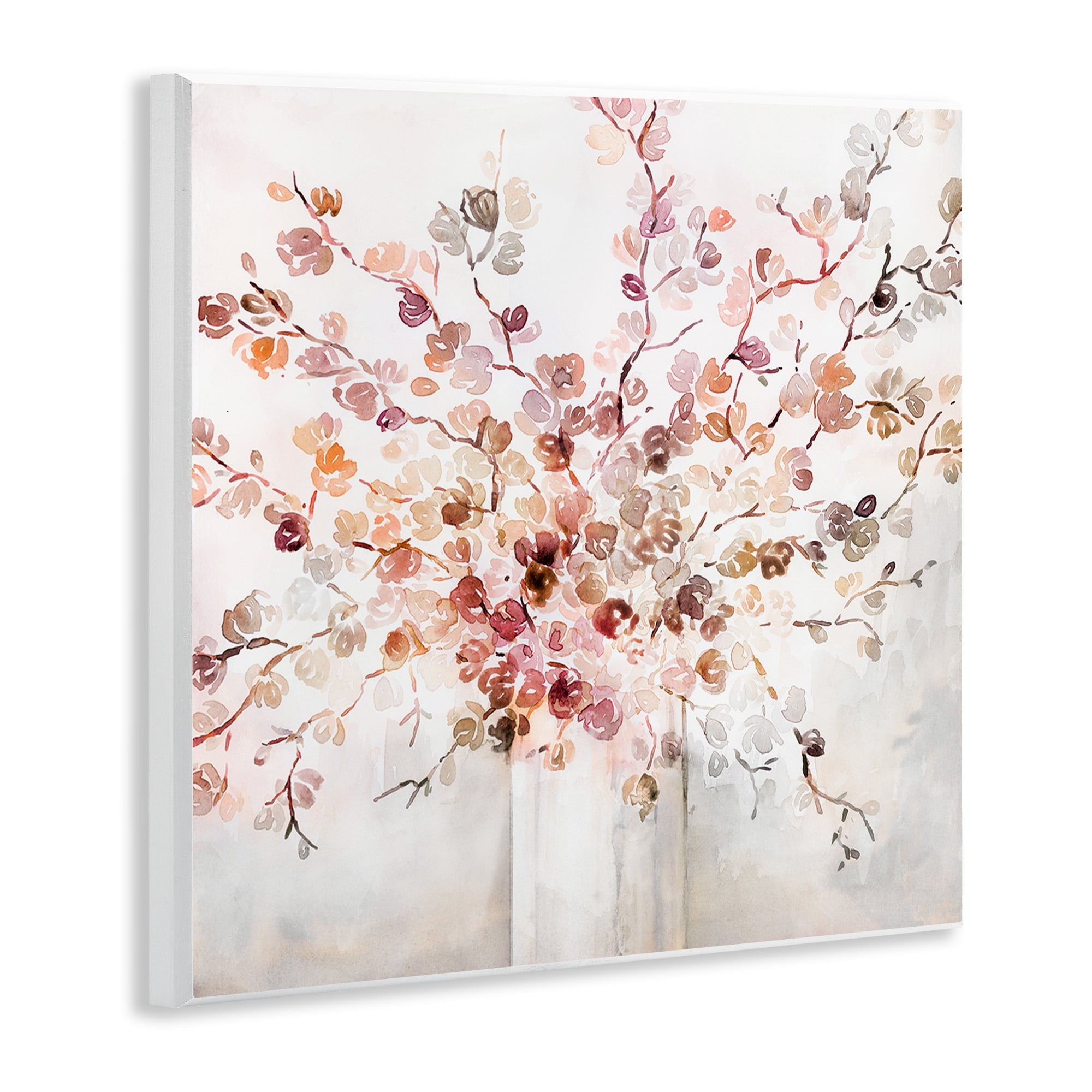 Abstract Warm Floral Vine Bouquet Expressive Red Flowers 12 in x 12 in Framed Painting Art Print, by Stupell Home Décor