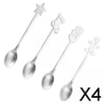 thumbnail image 1 of 4x Juego de Cucharas de Café Navideñas de Acero Inoxidable de 4 Piezas, Cucharas de Postre, Cucharas de , Cucharas Navideñas Largas , Argén, 1 of 10