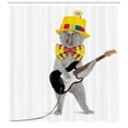 thumbnail image 3 of Ambesonne Cat Shower Curtain, Hipster Musician Kitty Fun, 69"Wx84"L, Multicolor, 3 of 3