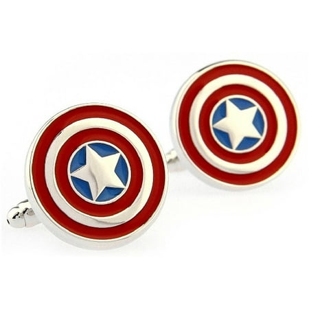 Cufflink Boxes Captain America Formal Wear with Gift Box Cufflinks Cuff Links, Size (Approx.) 0.60*0.7 inches By DealFashion ()