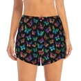 thumbnail image 2 of Xecao Multicolored Butterflies for Double-layer Running Short for Women, Perfect for Gym, Tennis, and More, Featuring a Convenient Pocket-Large, 2 of 7