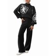 thumbnail image 2 of Women'S 2 Piece Outfits Sweater Lounge Sets Long Sleeve Knit Pullover and Wide Leg Pants Tracksuit Matching Set Black L, 2 of 10
