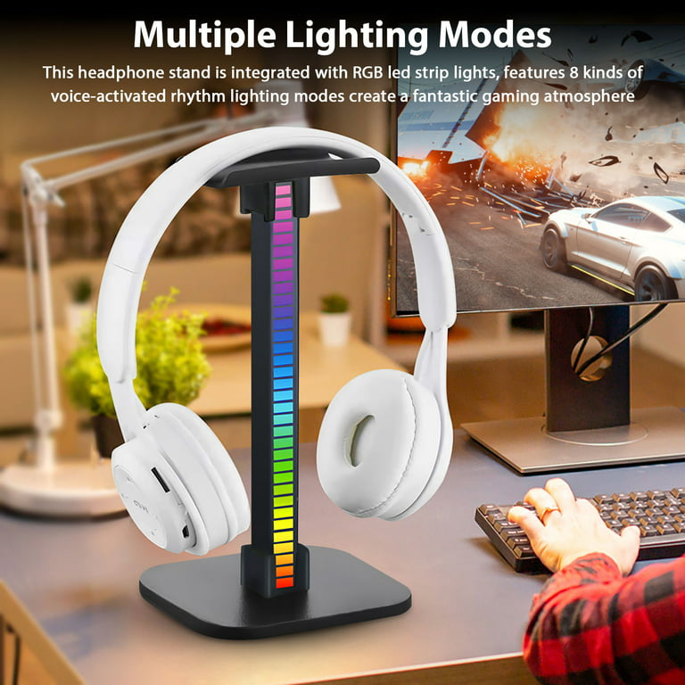 RGB Headphone Stand Gaming Headset Holder, TSV LED Headset Hanger