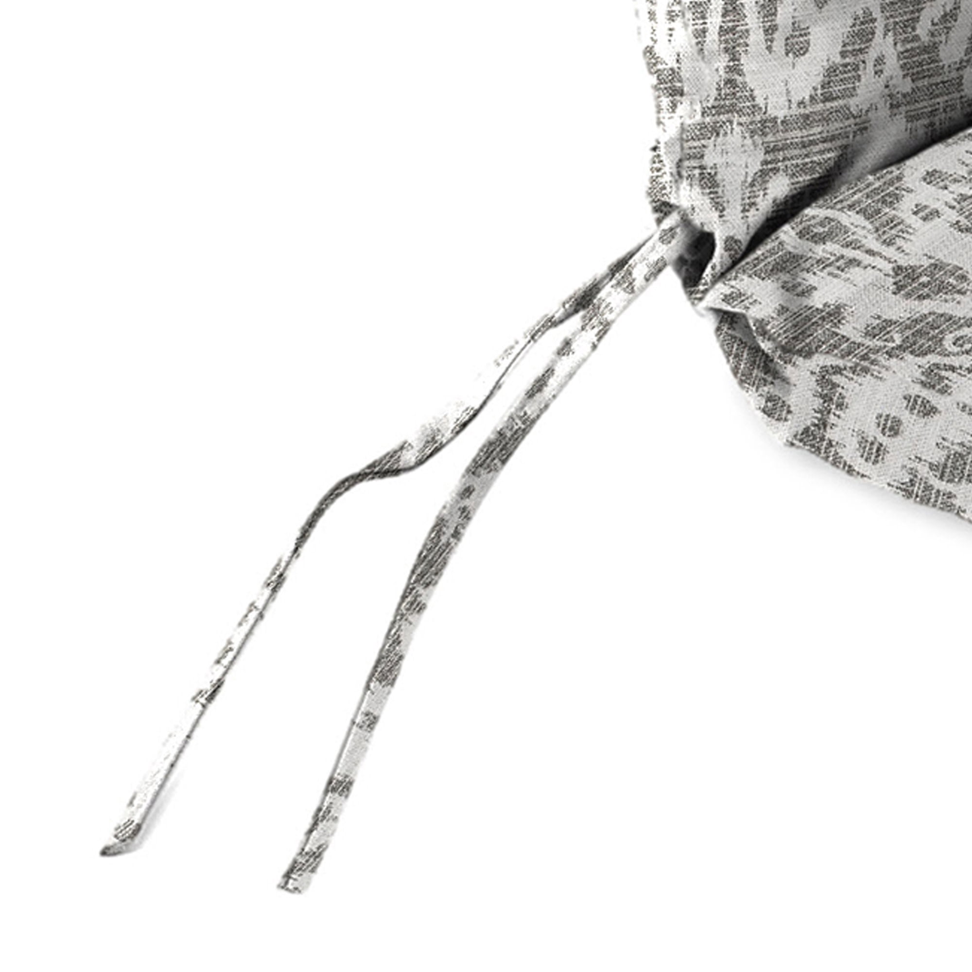Jordan Manufacturing 45" x 22" Jeness Pewter Gray Damask Rectangular Outdoor Chair Cushion with Ties and Hanger Loop (2 Pack)
