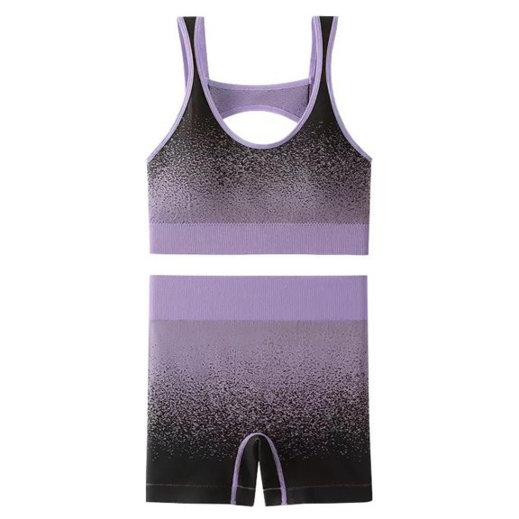 Workout Sets for Women Sevevn Women's Seamless Workout Sets 2 Piece Yoga Sports Bra and High Waisted Biker Shorts Outfit Purple Free Size