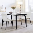 thumbnail image 2 of Set of 2 Cream White PU Leather Dining Chairs, Mid-Century Modern Kitchen Side Chairs for Dining Room Living Room, 2 of 9