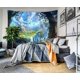 thumbnail image 3 of Tapiz de pared con diseño de castillo en el bosque, tapiz psicodélico de fantasía, tapiz de hadas, tapiz hippie, decoración para colgar en la pared, manta para dormitorio, sala de estar, 3 of 5