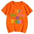 thumbnail image 4 of NINGMENG Hauts et T-Shirts pour Filles, Été, Rentrée Scolaire, Imprimé Lettre, Col Rond, Manches Courtes, Tee-Shirts Décontractés, Orange, 8-9 Ans, 4 of 4