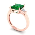 thumbnail image 2 of 2.32 ctw 3 Stone Anniversary Ring for Women | Princess Cut Simulated Emerald | Hyperallergenic Solid 14K Rose Gold, 2 of 5