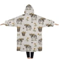 thumbnail image 2 of Oversized Wearable Blanket Hoodie,White Buffalo Pattern Sherpa Blanket Hoodie with Super Pockets,Super Warm Fuzzy Pullover for Women & Men, 2 of 6
