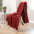 thumbnail image 2 of Chanasya Textured Knitted Super Soft Throw Blanket with Tassels Cozy Plush Lightweight Fluffy Woven Blanket for Bed Sofa Chair Couch Cover Living Bed Room Acrylic Red Throw Blanket (50x65 Inches) Red, 2 of 8