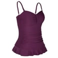 thumbnail image 2 of Mycoco Women's Swim Top Padded Ruffle Hem Shirred Swimwear Tankini Swimsuit Top, 2 of 3