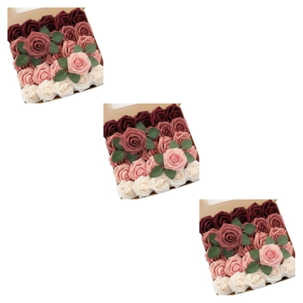 Flores artificiales Cateissary 25 unids/set rosas artificiales Vino rojo