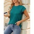 thumbnail image 4 of Alsol Lamesa Women's Crewneck T Shirt Cap Sleeve Summer Tops Trendy Casual Loose Tank Tops, 4 of 6